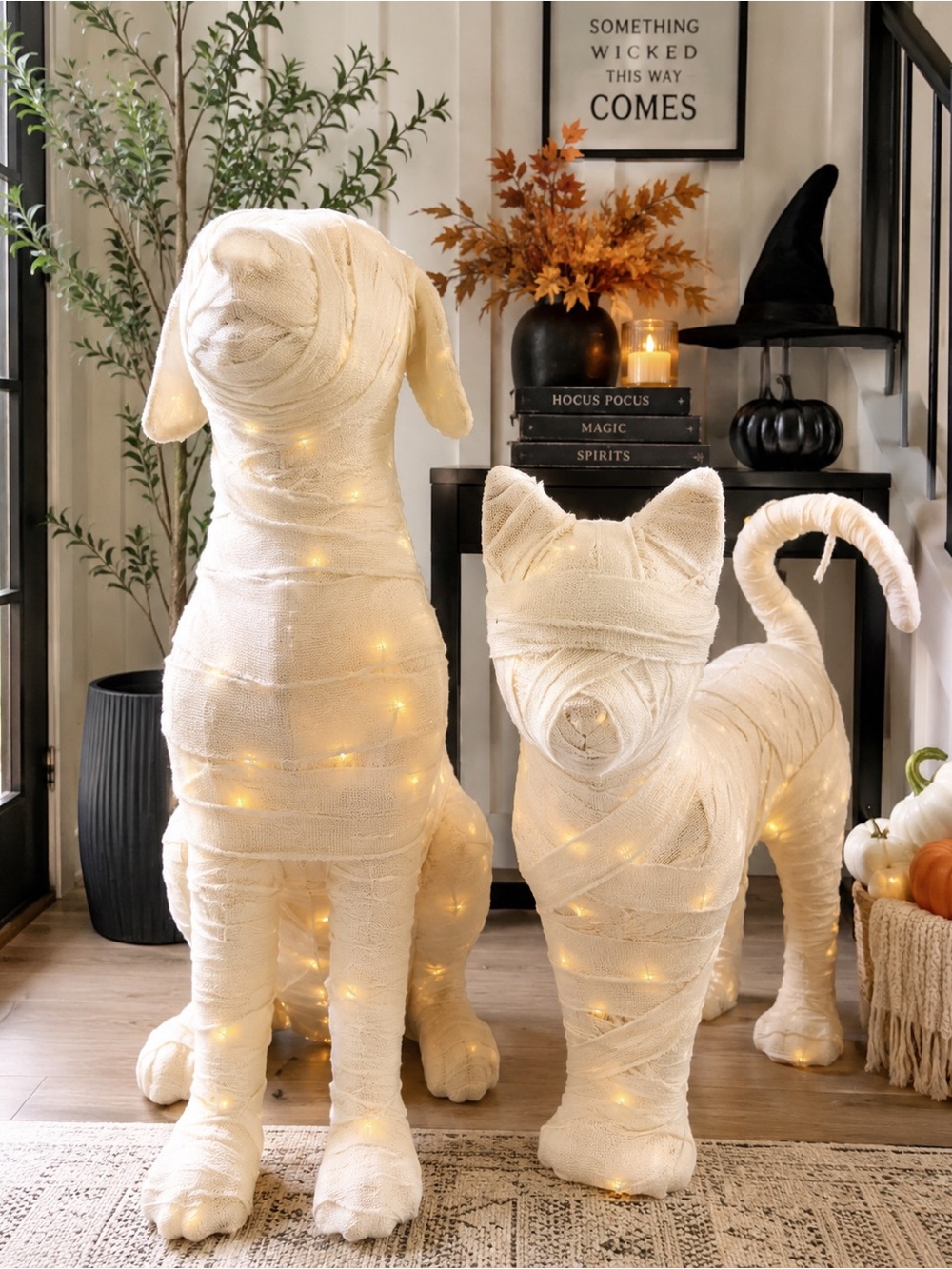 Viral HTF Martha Stewart XL LED Mummy Cat & Halloween Dog Set